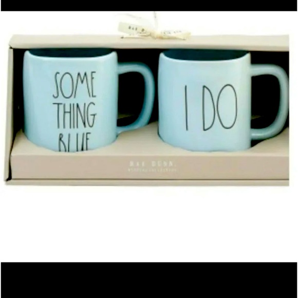NIB Blue Rae Dunn I DO & SOMETHING BLUE Mugs 2pc Rae Dunn - Picture 1 of 11